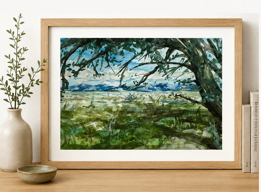 Morning at antelope island - Original Watercolor on paper (4 x6)