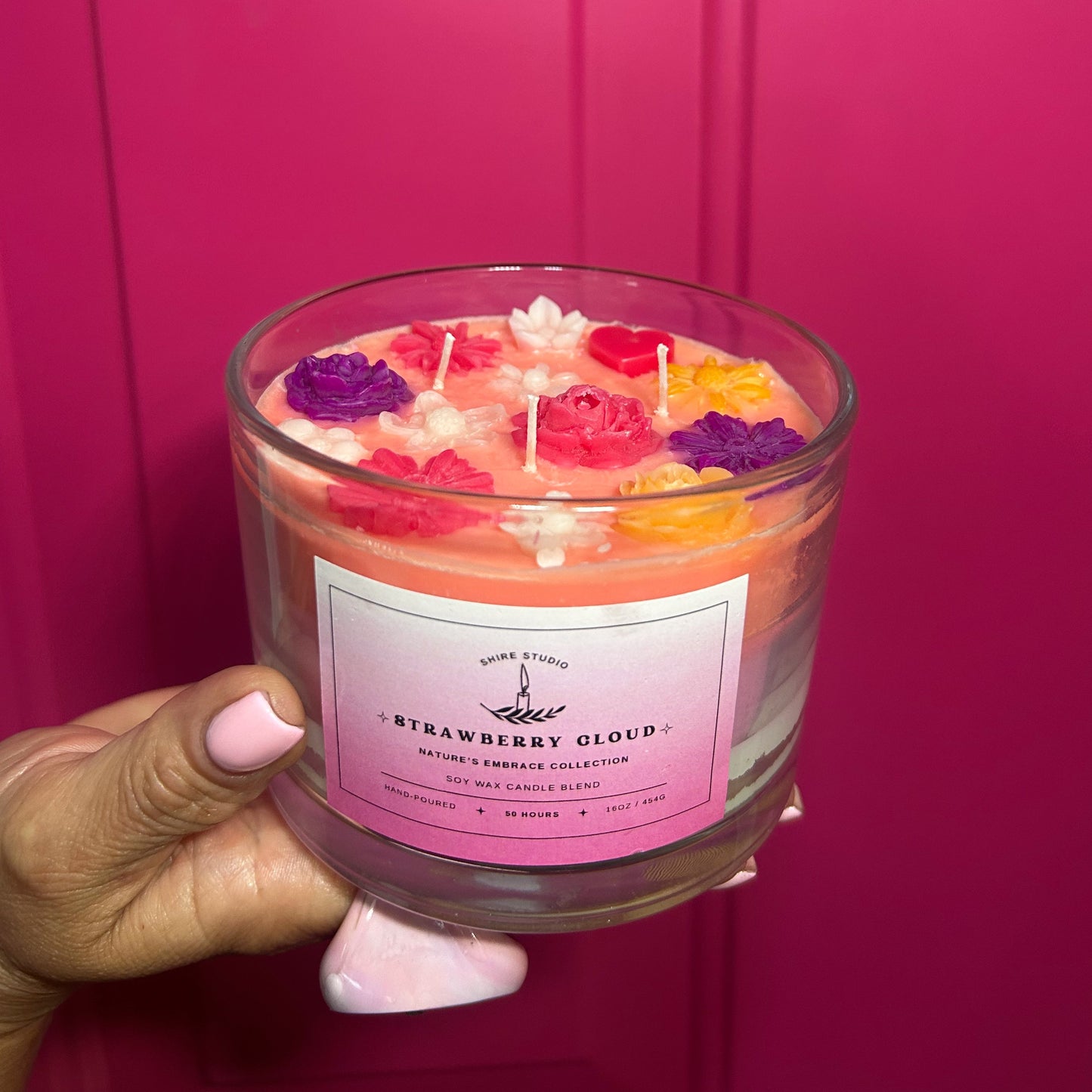 Strawberry Cloud - 16oz, 3 Wick Candle