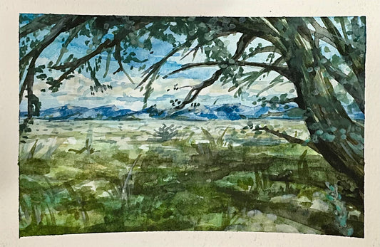 Morning at antelope island - Original Watercolor on paper (4 x6)