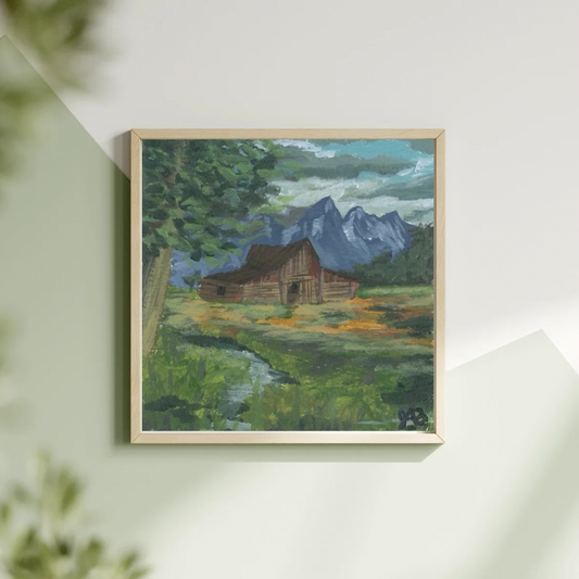 Pasture Barn, Acrylic - Original, Prints (4"x4")
