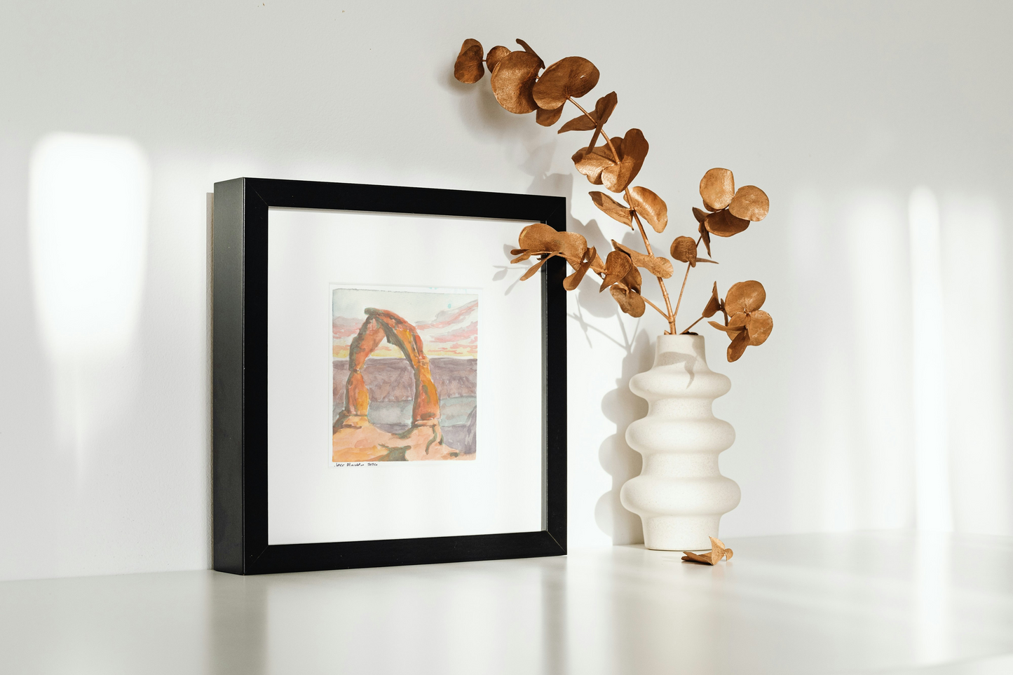 Sunrise on Delicate Arch, Watercolor Painting - Original, Prints (6"x6")